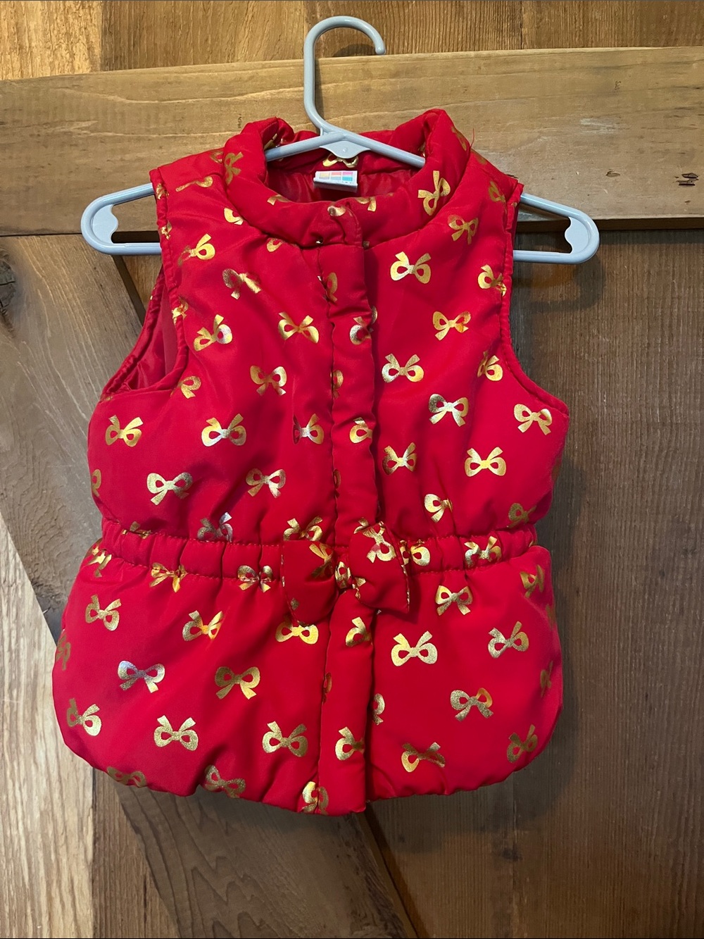 healthtex Bright Red Vest with Gold Bow Accents